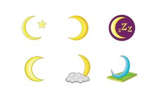 Moon icon set, cartoon style vector