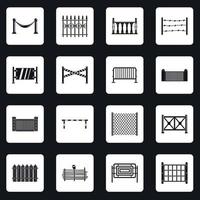 Fencing icons set squares vector