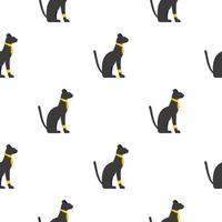 Black sitting Egyptian cat pattern seamless vector