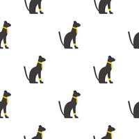 Black sitting Egyptian cat pattern seamless vector