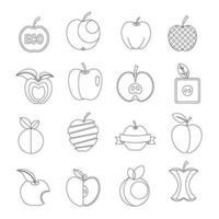 Apple icons set design logo, outline style vector