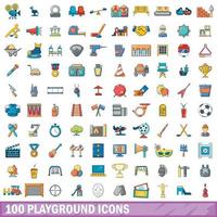 100 juegos de iconos, estilo de dibujos animados vector