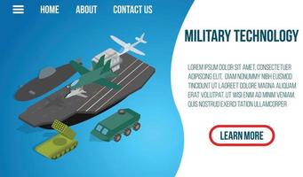 Military technology concept banner, isometric style vector