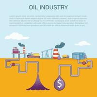 Oil industry cycle concept, cartoon style vector