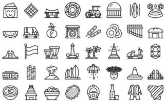 Jakarta icons set outline vector. Architecture building vector