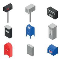 Mailbox icons set, isometric style vector