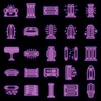 UV lamp icons set vector neon