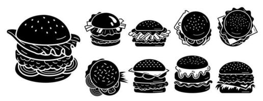 conjunto de iconos de hamburguesa, estilo simple vector