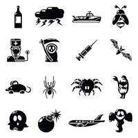 Fears phobias icons set, simple style vector