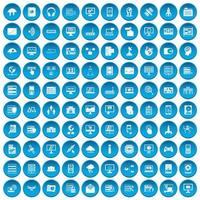 100 iconos de base de datos y nube en azul vector