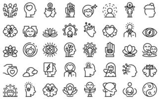 Mindfulness icons set outline vector. Mind stress vector