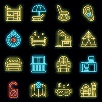 Quiet spaces icons set vector neon