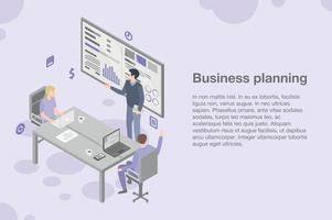 Business planning meeting concept background, isometric style vector