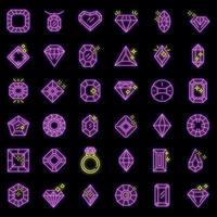 Jewel icons set vector neon