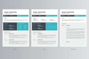 currículum profesional y plantilla de carta de presentación. vector profesional