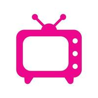eps10 pink vector TV or Television solid icon in simple flat trendy modern style isolated on white background