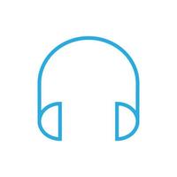 eps10 vector azul auriculares o auriculares icono de arte de línea en un estilo moderno plano simple aislado en fondo blanco