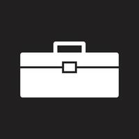 eps10 white vector briefcase or toolbox solid icon in simple flat trendy modern style isolated on black background