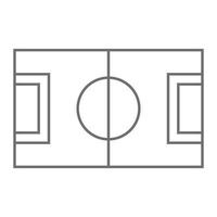 eps10 campo de fútbol vectorial gris o icono de arte de línea de campo de fútbol en estilo moderno simple y plano aislado en fondo blanco vector