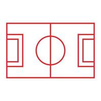 eps10 red vector soccer field or football pitch line art icon in simple flat trendy modern style isolated on white background