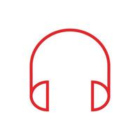 eps10 vector rojo auriculares o auriculares icono de arte de línea en estilo moderno plano simple aislado sobre fondo blanco