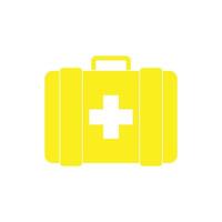 eps10 yellow vector first aid kit or briefcase solid icon in simple flat trendy modern style isolated on white background