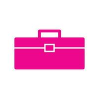 eps10 pink vector briefcase or toolbox solid icon in simple flat trendy modern style isolated on white background