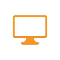 eps10 orange vector monitor or pc icon in simple flat trendy modern style isolated on white background