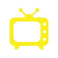 eps10 yellow vector TV or Television solid icon in simple flat trendy modern style isolated on white background