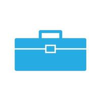 eps10 blue vector briefcase or toolbox solid icon in simple flat trendy modern style isolated on white background