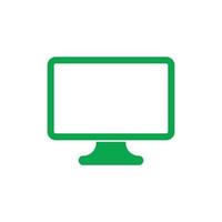 monitor de vector verde eps10 o icono de pc en un estilo moderno y plano simple aislado en fondo blanco