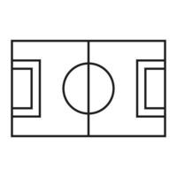 eps10 campo de fútbol vectorial negro o icono de arte de línea de campo de fútbol en estilo moderno simple y plano aislado en fondo blanco vector