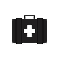 eps10 black vector first aid kit or briefcase solid icon in simple flat trendy modern style isolated on white background