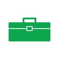 eps10 green vector briefcase or toolbox solid icon in simple flat trendy modern style isolated on white background