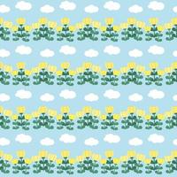 Seamless floral pattern on sky background. vector