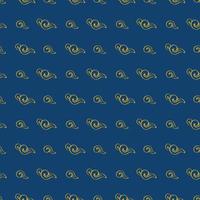 Seamless cloud pattern line art on blue background. vector