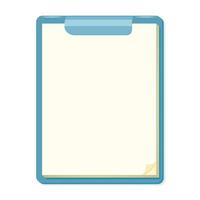 tablero de notas con papel blanco en blanco. cuaderno con hoja limpia con esquina rizada. vector