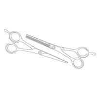 Scissors drawing. The illustration is linear. Barber tools. vector