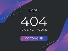 Page 404 error. The website page. A resource with a dark background and bright abstraction. vector