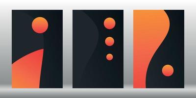 A set of dark backgrounds with bright elements. Template for presentation, text, post, story, social networks. Orange gradient. vector