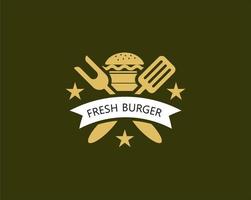 mini burger design with fork and spoon vector