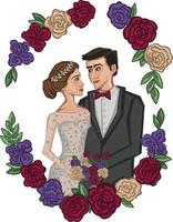 patrón de boda acuarela novio, novia, corazones, invitación. ilustración de alta calidad vector