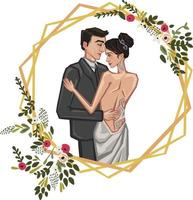 novia y el novio boda pareja alta ilustración vector