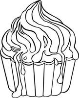 bollo de cupcake dulce, postre de pastel, ilustración dibujada a mano vector