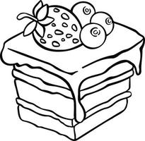 honey cake with fruits, cake dessert, hand-drawn illustration vector