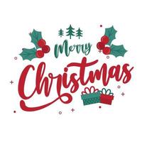 Feliz Navidad vector texto plantilla de tarjeta de diseño de letras caligráficas. tipografía creativa para cartel de regalo de felicitación navideña. banner de estilo de fuente de caligrafía.