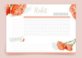 Habit tracker. Monthly planner. Monthly planner habit tracker blank template. Vector illustration. Minimal style. Clean style. Daily to do.