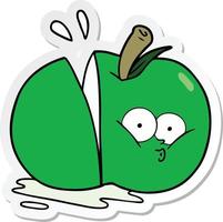 pegatina de una manzana en rodajas de dibujos animados vector