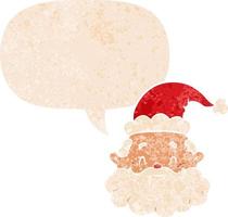 cartoon santa claus and speech bubble in retro textured style vector