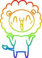 rainbow gradient line drawing happy cartoon lion vector